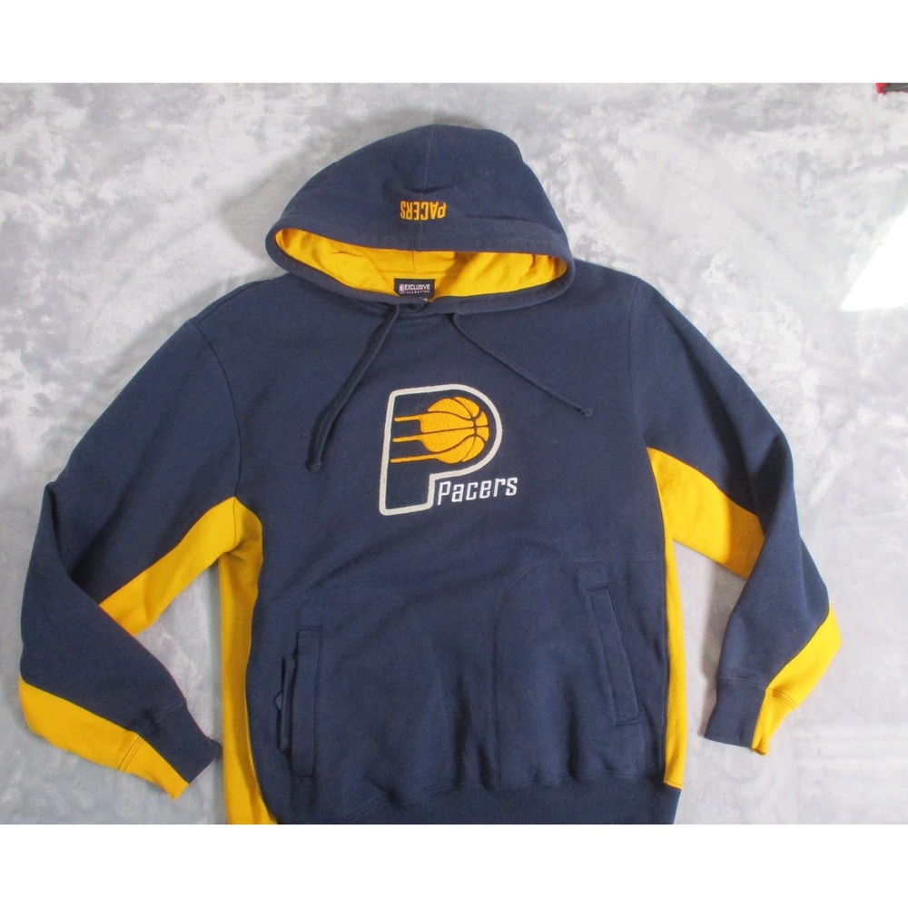 Vtg Indiana Pacers NBA Exclusive Collection Pullover Blue Hoodie Embossed Sz M